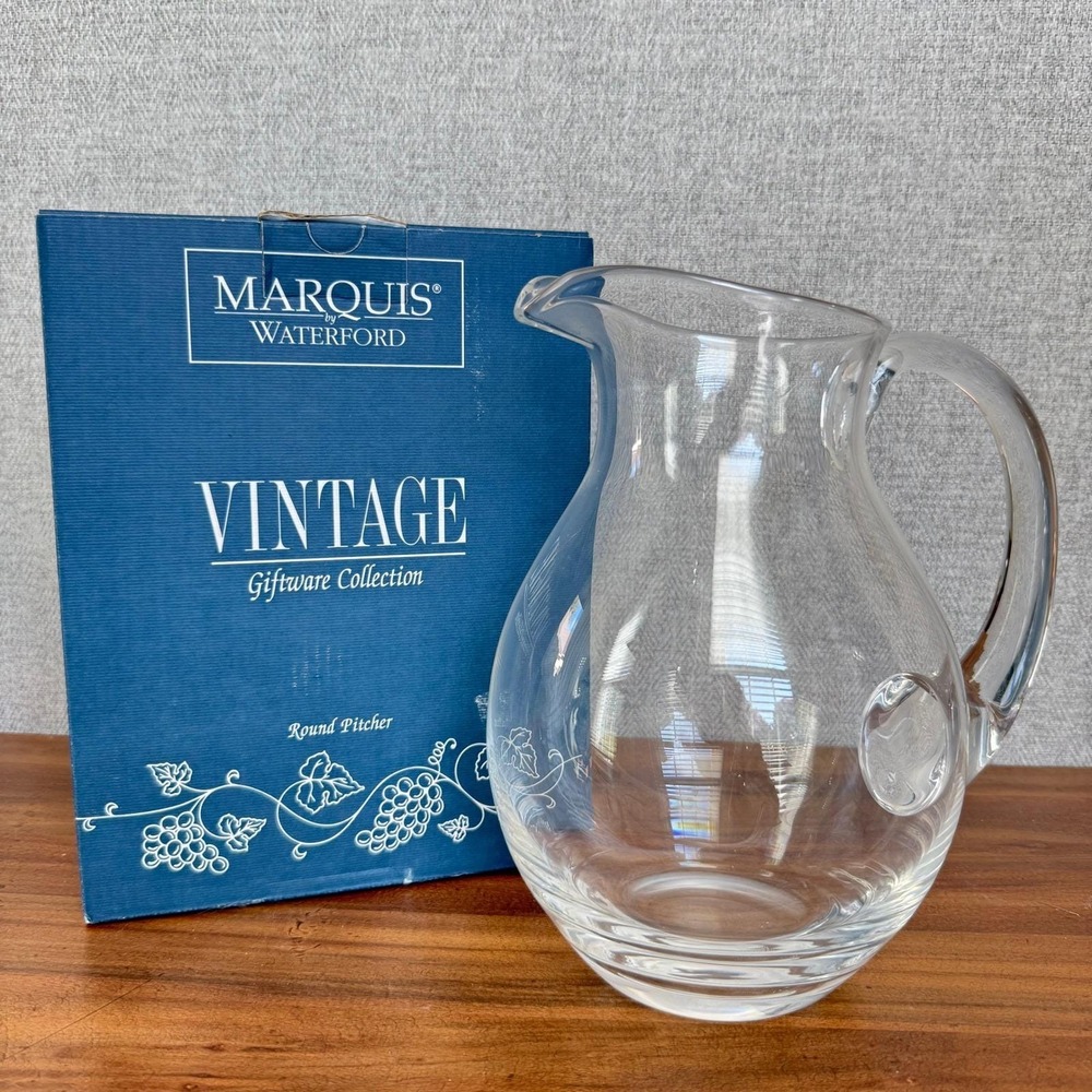 Marquis Waterford Round Pitcher 76oz Clear Glass Vintage Giftware Collection NIB